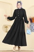 Yarım Düğme Detaylı Elbise 2781AYD574-MS Siyah - Thumbnail