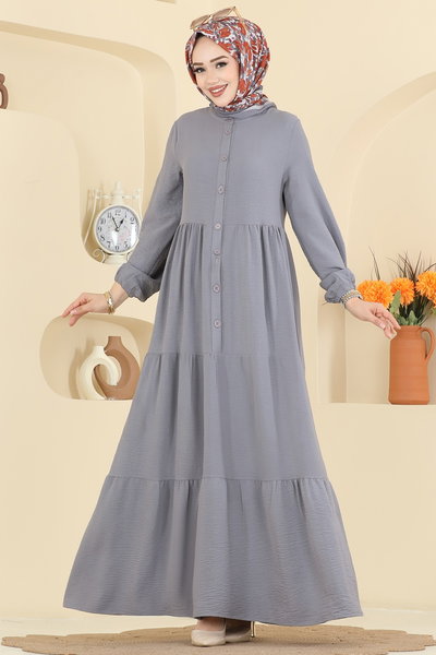 A.R.T. - Yarım Düğmeli Aerobin Elbise 154ART1138-MS Gri - 423180