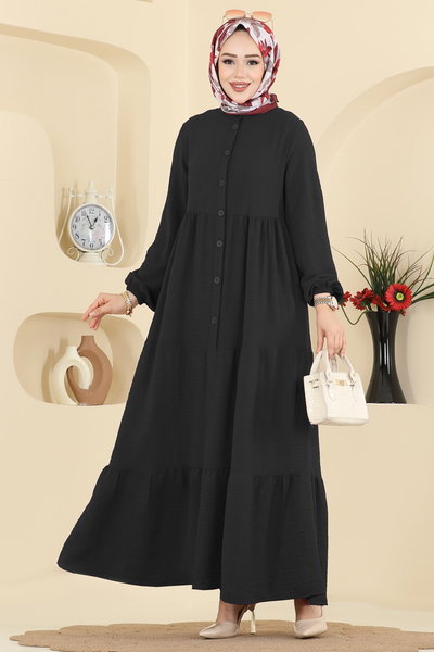 A.R.T. - Yarım Düğmeli Aerobin Elbise 154ART1138-MS Siyah - 423209