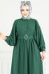 Yarım Düğmeli Aerobin Elbise 3071HBS932-M Zümrüt - Thumbnail