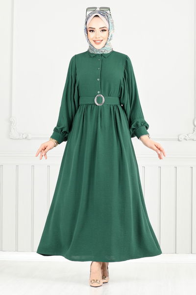 MRV H.B.S. - Yarım Düğmeli Aerobin Elbise 3071HBS932-M Zümrüt - 353998
