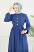 Yarım Düğmeli Aerobin Elbise 435DVL817-MS İndigo - Thumbnail