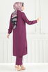 Yarım Düğmeli Aerobin Takım 4014MH427-MS Koyu Lila - Thumbnail