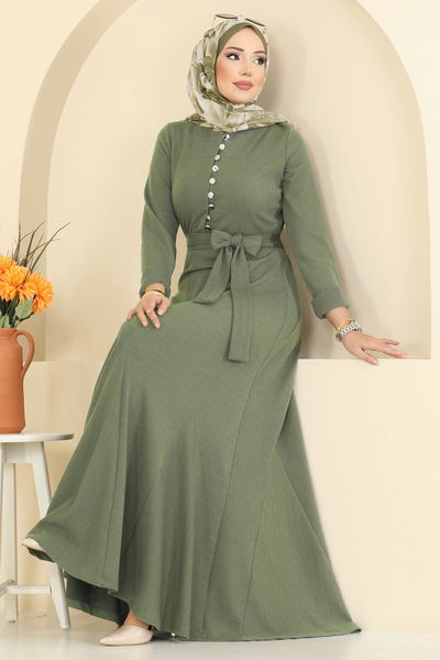 P.R.M. - Yarım Düğmeli Burgu Elbise 4121PM271-MS Çağla - 416586