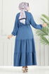 Yarım Düğmeli Elbise 024MR1078-MS İndigo - Thumbnail