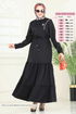 Yarım Düğmeli Elbise 3049KTR750-MS Siyah - Thumbnail
