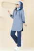 Yarım Düğmeli Kapşonlu Takım 2546SL432-MS Bebe Mavi&Laci - Thumbnail