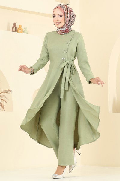 S.L. - Yarım Düğmeli Sofia Takım 2707SL432-MS Çağla