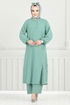 Yarım Düğmeli Tesettür Takım 015MR1077-M Açık Mint - Thumbnail