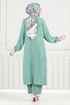 Yarım Düğmeli Tesettür Takım 015MR1077-M Açık Mint - Thumbnail