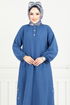 Yarım Düğmeli Tesettür Takım 015MR1077-M İndigo - Thumbnail