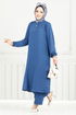Yarım Düğmeli Tesettür Takım 015MR1077-M İndigo - Thumbnail