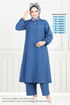 Yarım Düğmeli Tesettür Takım 015MR1077-M İndigo - Thumbnail