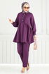 Yarım Düğmeli Tesettür Takım 6093TEG847-MS Mor - Thumbnail