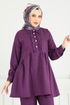 Yarım Düğmeli Tesettür Takım 6093TEG847-MS Mor - Thumbnail