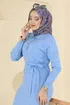Yarım Düğmeli Triko Elbise 0012MT581-MS Bebe Mavi - Thumbnail