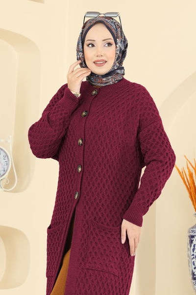 B.R.Z - Yarım Düğmeli Triko Hırka 4278BRZ597-MS Bordo - 417637