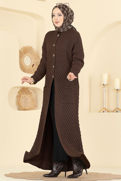 B.R.Z - Yarım Düğmeli Triko Hırka 4278BRZ597-MS Kahve - 417645