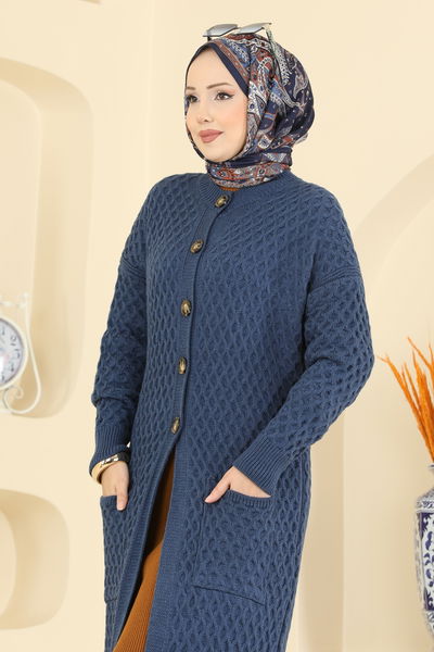 B.R.Z - Yarım Düğmeli Triko Hırka 4278BRZ597-MS Koyu İndigo - 417665