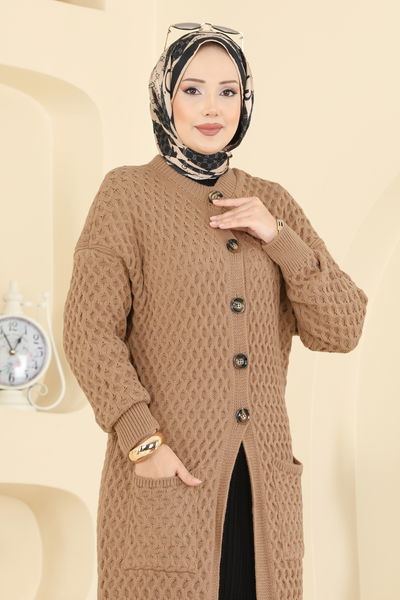 B.R.Z - Yarım Düğmeli Triko Hırka 4278BRZ597-MS Latte - 417653