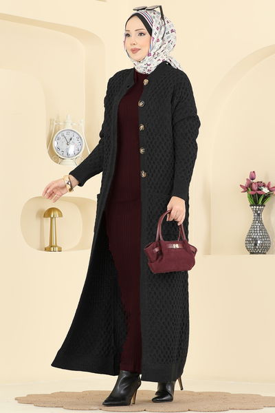 B.R.Z - Yarım Düğmeli Triko Hırka 4278BRZ597-MS Siyah - 417655