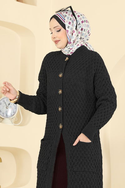 B.R.Z - Yarım Düğmeli Triko Hırka 4278BRZ597-MS Siyah - 417657