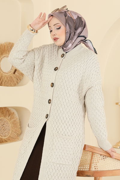 B.R.Z - Yarım Düğmeli Triko Hırka 4278BRZ597-MS Taş - 417660