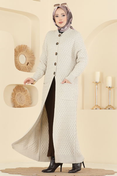 B.R.Z - Yarım Düğmeli Triko Hırka 4278BRZ597-MS Taş - 417661