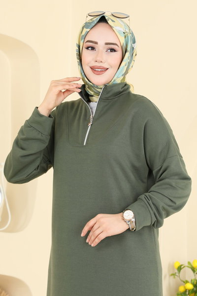 E.T.T. - Yarım Fermuarlı Elbise 13366ETT926-MS Haki - 428112