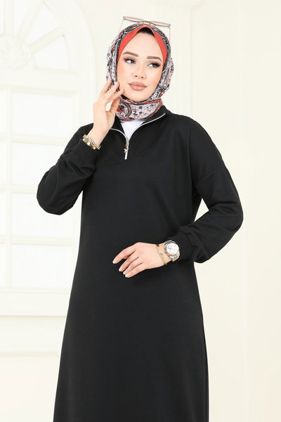 E.T.T. - Yarım Fermuarlı Elbise 13366ETT926-MS Siyah - 428039