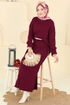 Yarım Fermuarlı Etekli Takım 2750AYD574-MS Bordo - Thumbnail