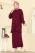 Yarım Fermuarlı Etekli Takım 2750AYD574-MS Bordo - Thumbnail