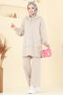 Yarım Fermuarlı Modal Kumaş Takım 5017HBS856-MS Taş - Thumbnail