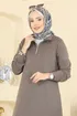 Yarım Fermuarlı Modal Tunik 1008ETT926-MS Koyu Vizyon - Thumbnail
