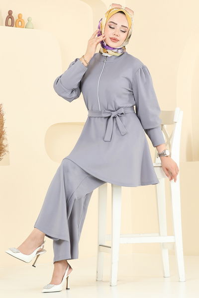 A.Y.D. - Yarım Fermuarlı Scuba Takım 2710AYD574-MS Gri - 372141