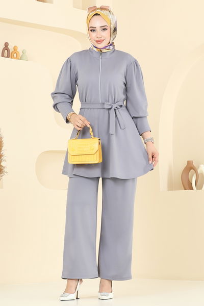 A.Y.D. - Yarım Fermuarlı Scuba Takım 2710AYD574-MS Gri - 372143