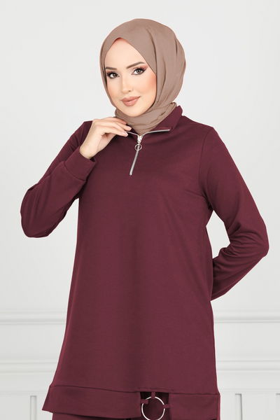 F.O.N. - Yarım Fermuarlı Spor Takım 1946FON792-MS Bordo - 421556