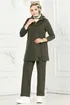 Yarım Fermuarlı Spor Takım 1946FON792-MS Haki - Thumbnail