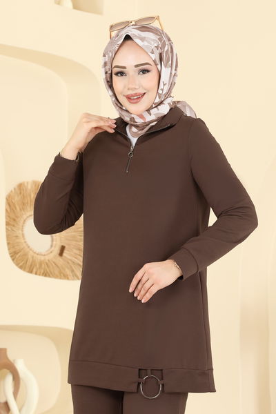 F.O.N. - Yarım Fermuarlı Spor Takım 1946FON792-MS Kahve - 421558