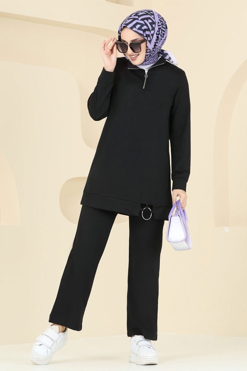 Yarım Fermuarlı Spor Takım 1946FON792-MS Siyah