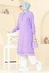 Yarım Fermuarlı Takım 9022S324-MS Lila&Ekru - Thumbnail