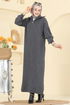 Yarım Fermuarlı Triko Elbise 1299TPK1167-MS Antrasit - Thumbnail