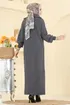 Yarım Fermuarlı Triko Elbise 1299TPK1167-MS Antrasit - Thumbnail