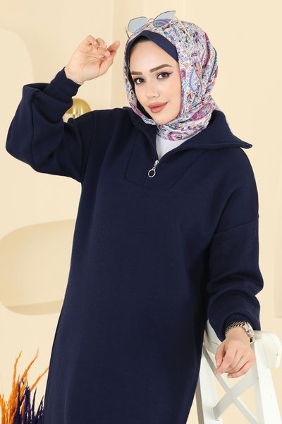 T.P.K. - Yarım Fermuarlı Triko Elbise 1299TPK1167-MS Laci - 408797