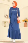 P.R.M. - Yazı Baskılı İki İplik Elbise 715PM271-MS İndigo