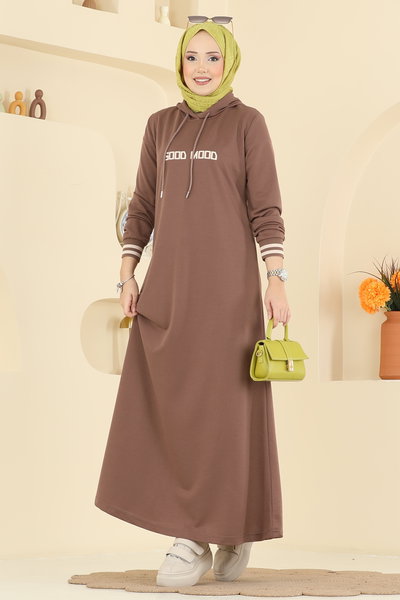 P.R.M. - Yazı Baskılı İki İplik Elbise 717PM271-MS Pudra Vizyon - 425623