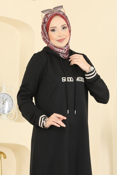 P.R.M. - Yazı Baskılı İki İplik Elbise 717PM271-MS Siyah - 425629