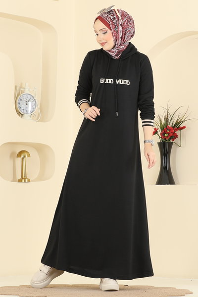 P.R.M. - Yazı Baskılı İki İplik Elbise 717PM271-MS Siyah - 425630