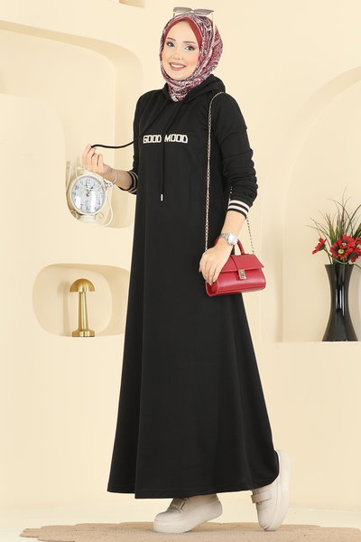 P.R.M. - Yazı Baskılı İki İplik Elbise 717PM271-MS Siyah - 425631