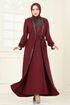 Yelekli Abiye Elbise Takım ASM2758-MS Bordo - Thumbnail